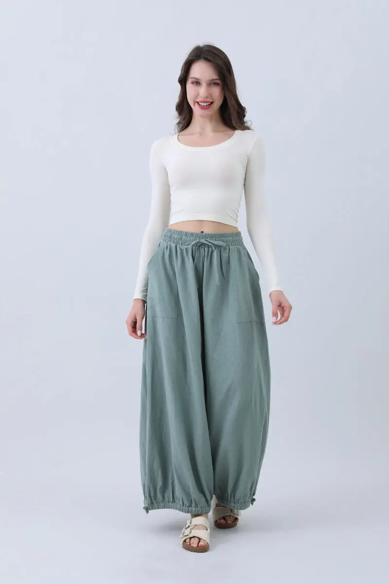 Women's Linen Pants – Relaxed Fit with Adjustable Cuffs Leto Collection