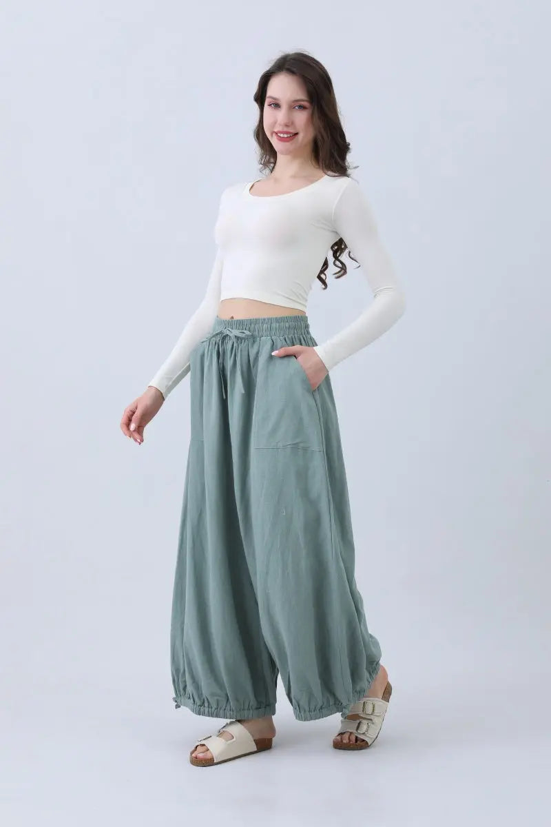 Women's Linen Pants – Relaxed Fit with Adjustable Cuffs Leto Collection