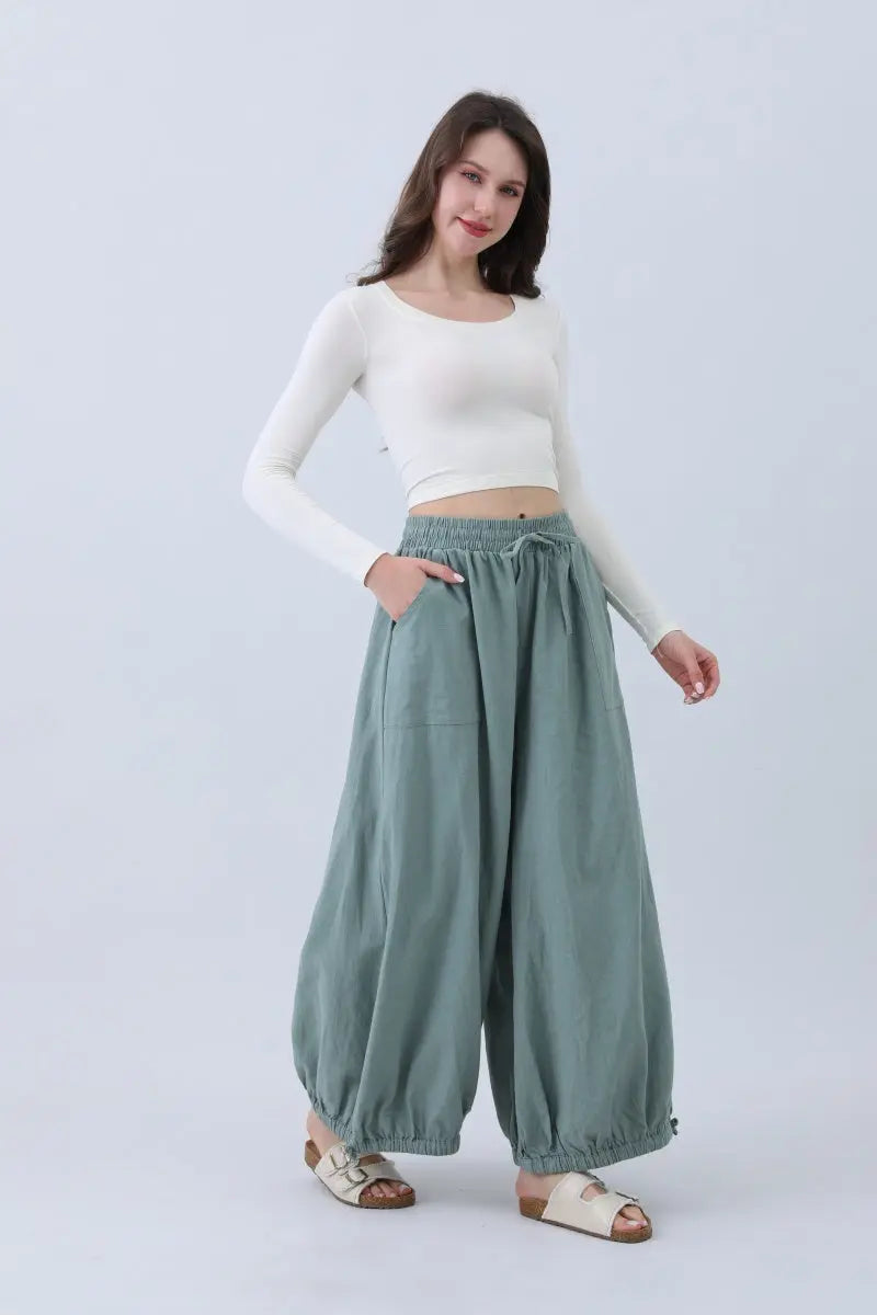 Women's Linen Pants – Relaxed Fit with Adjustable Cuffs Leto Collection