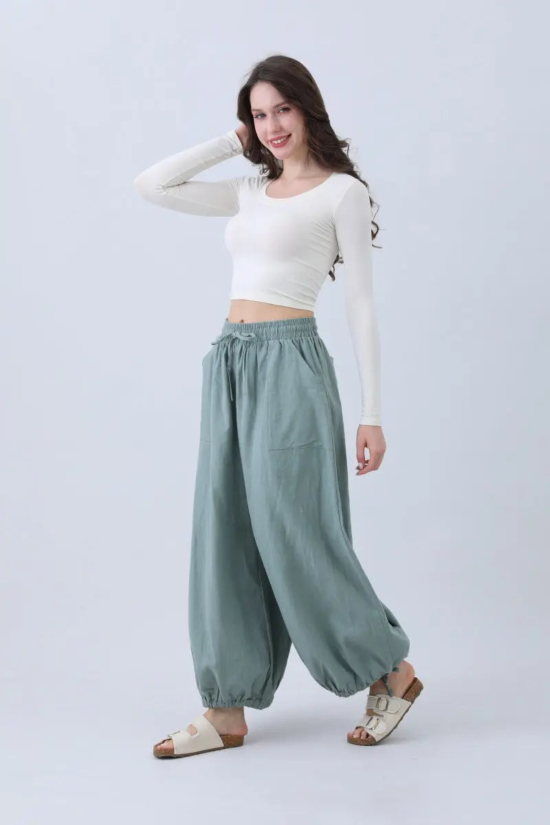 Women's Linen Pants – Relaxed Fit with Adjustable Cuffs Leto Collection