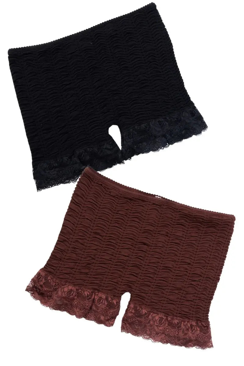 Stretch Smock Textured Lace Trimmed Lounge Shorts 🩳 Leto Collection