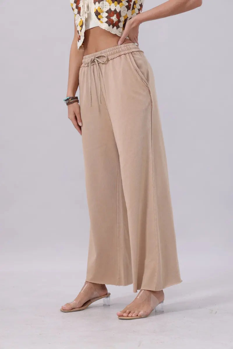 Acid Wash Wide-Leg Sweatpants – Relaxed Fit with Raw Hem Leto Collection