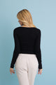 Cotton Long Sleeve Ribbed Henley Top with Buttons