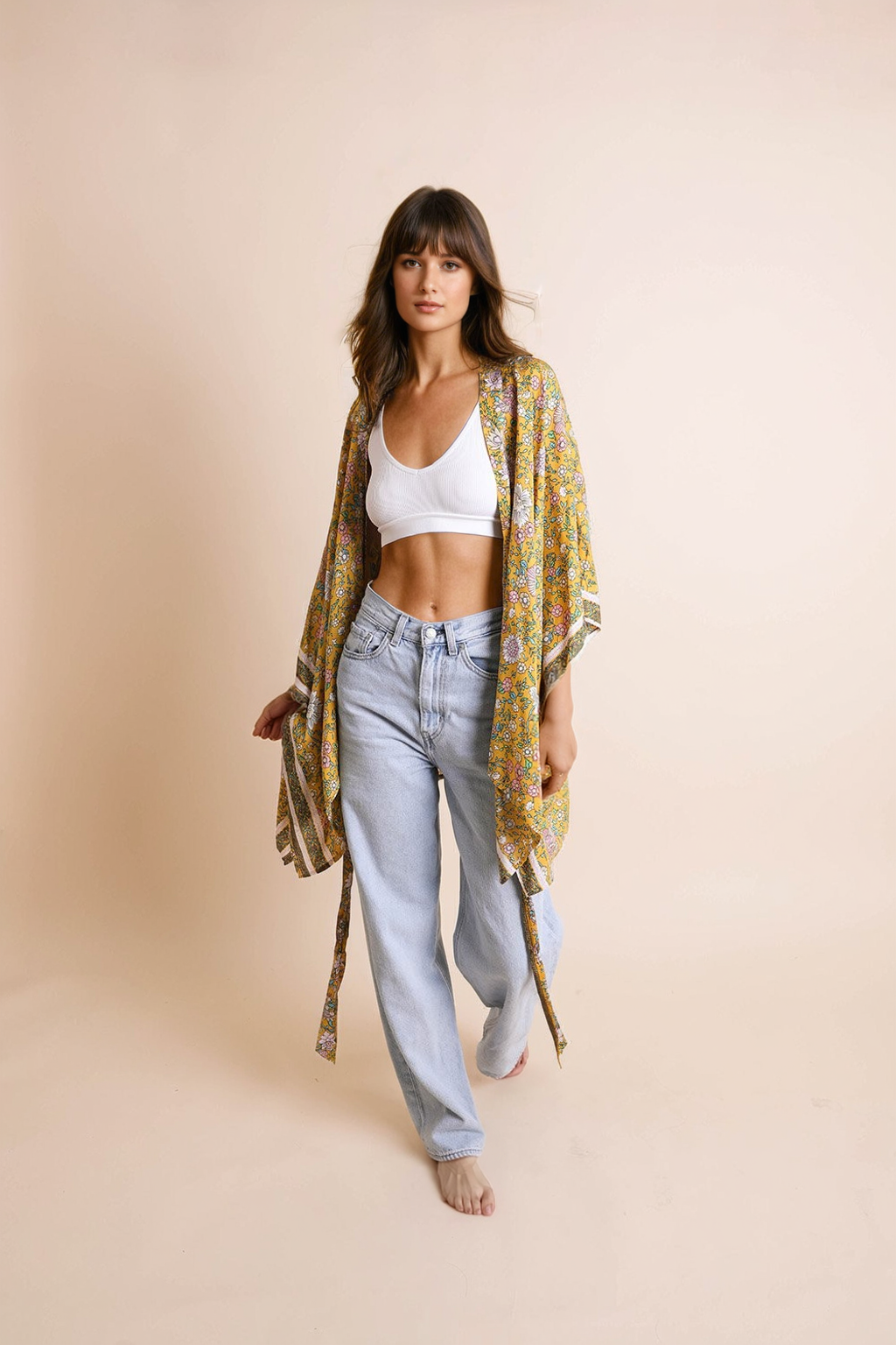 Floral Front Tie Kimono Wrap