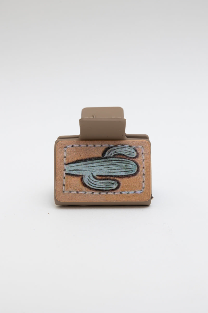 Western Cactus Print Square Hair Claw Clip For Women Leto Collection