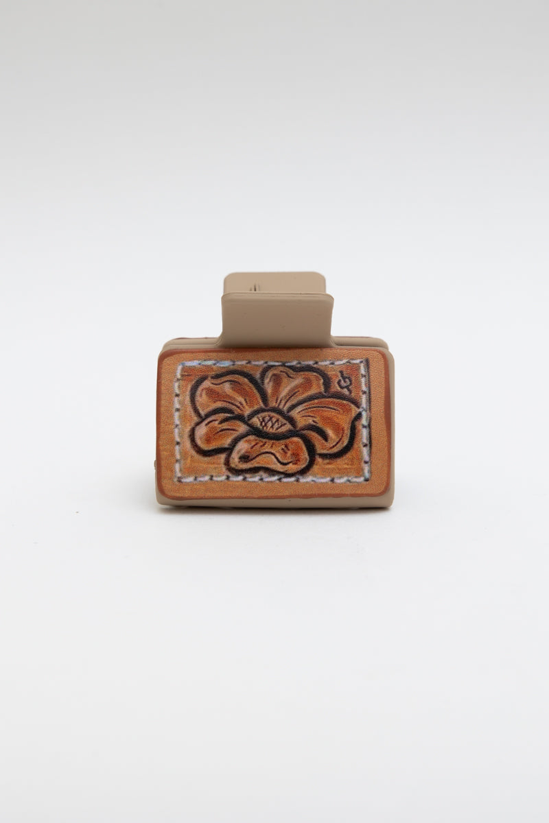 Western Floral Print Square Hair Claw Clip For Women Leto Collection