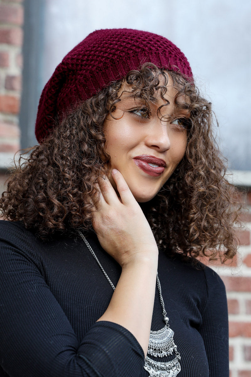 Slouch Waffle Knit Beanie Leto Collection