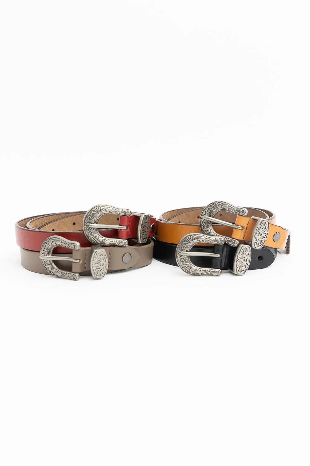 Western Style Skinny Leather Belt - Cowgirl Chic Leto Collection