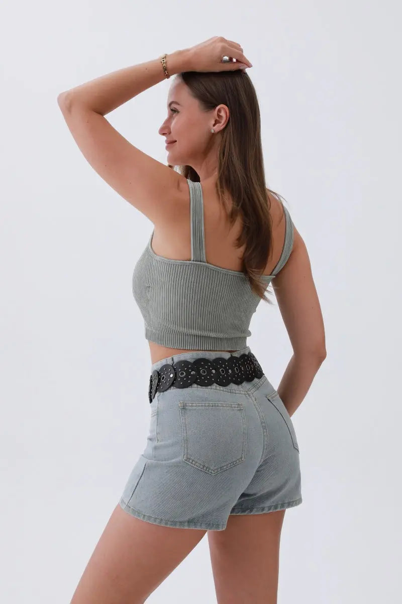 Edgy Hollow-Out Belt – Vintage Patchwork &amp; Punk Studs⛓️✨ Leto Collection