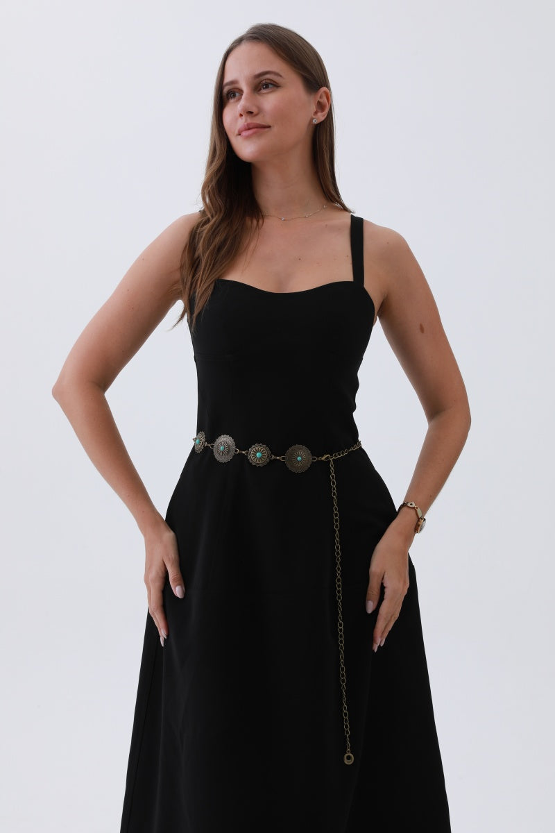 Boho Turquoise Belt – Antique Bronze Buckle with Gemstone Accents✨