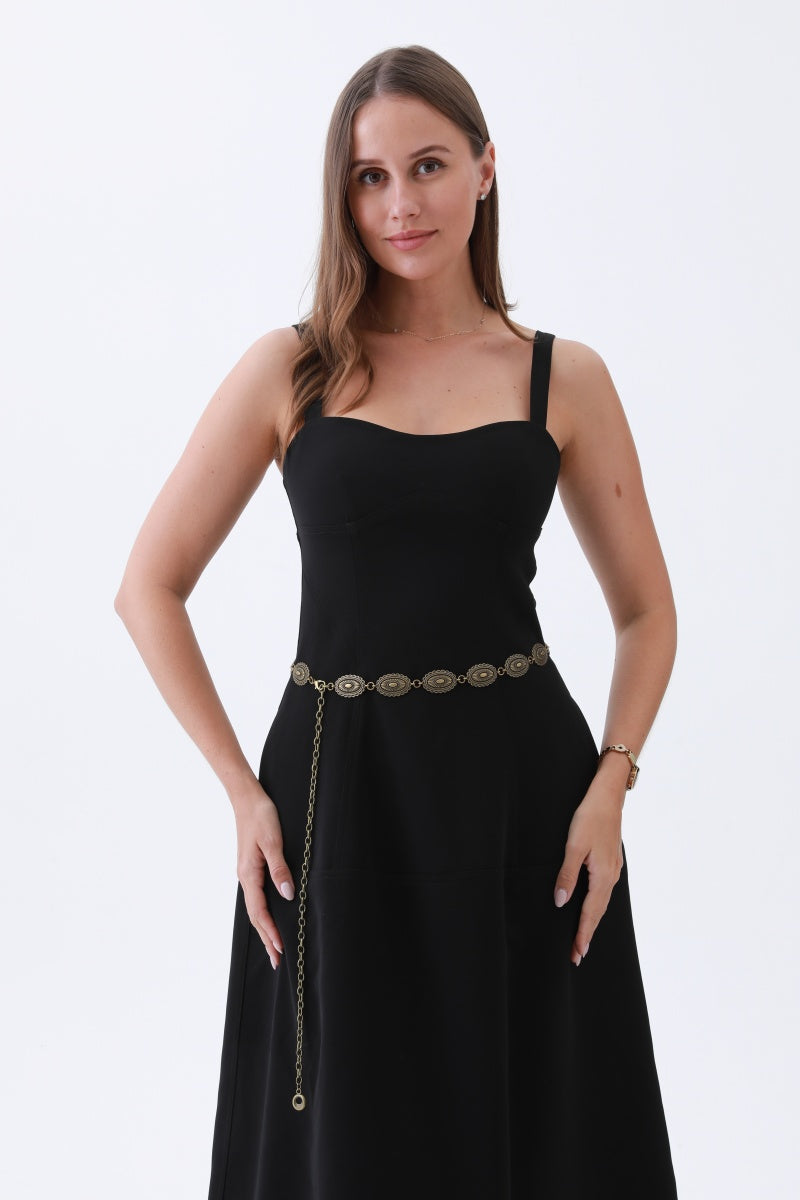 Vintage Oval Buckle Belt – Western Chain Strap Design🤠⛓️