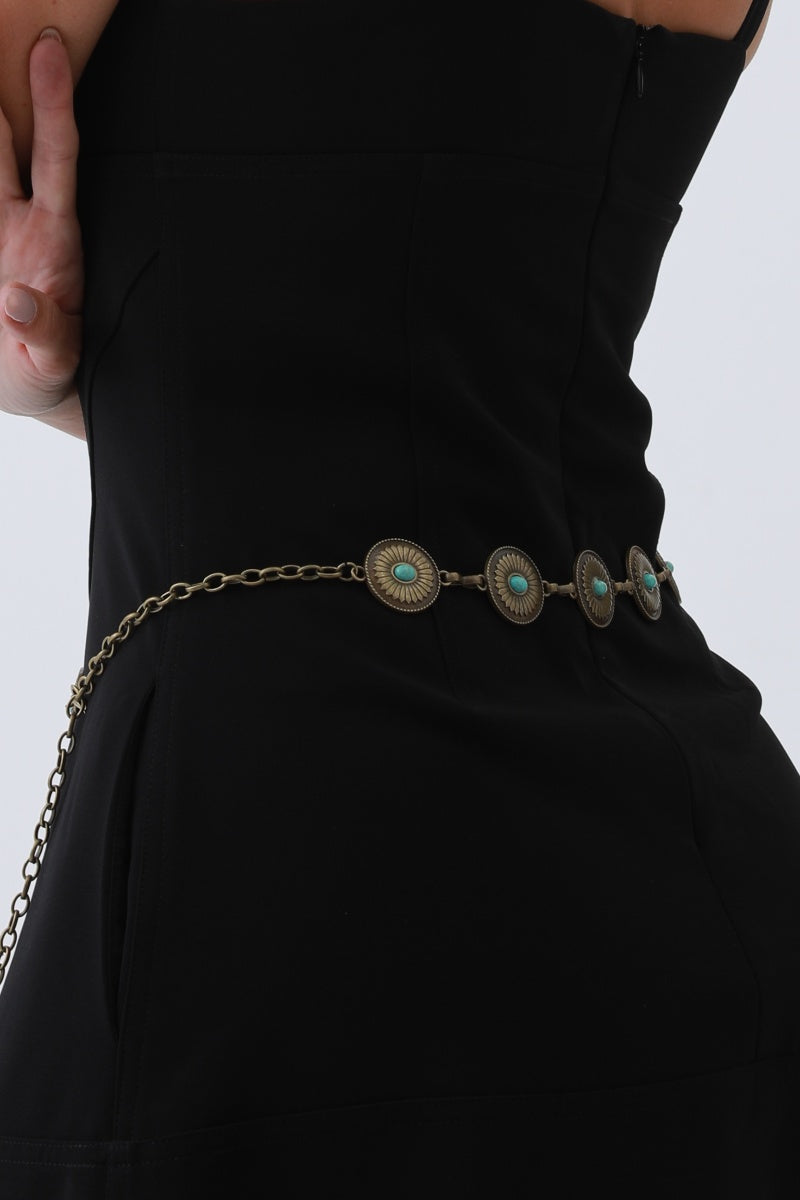 Turquoise Cowboy Chain Belt – Vintage Western Elegan🩵