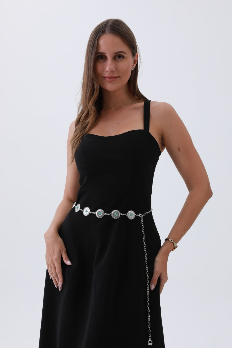 Turquoise Cowboy Chain Belt – Vintage Western Elegan🩵