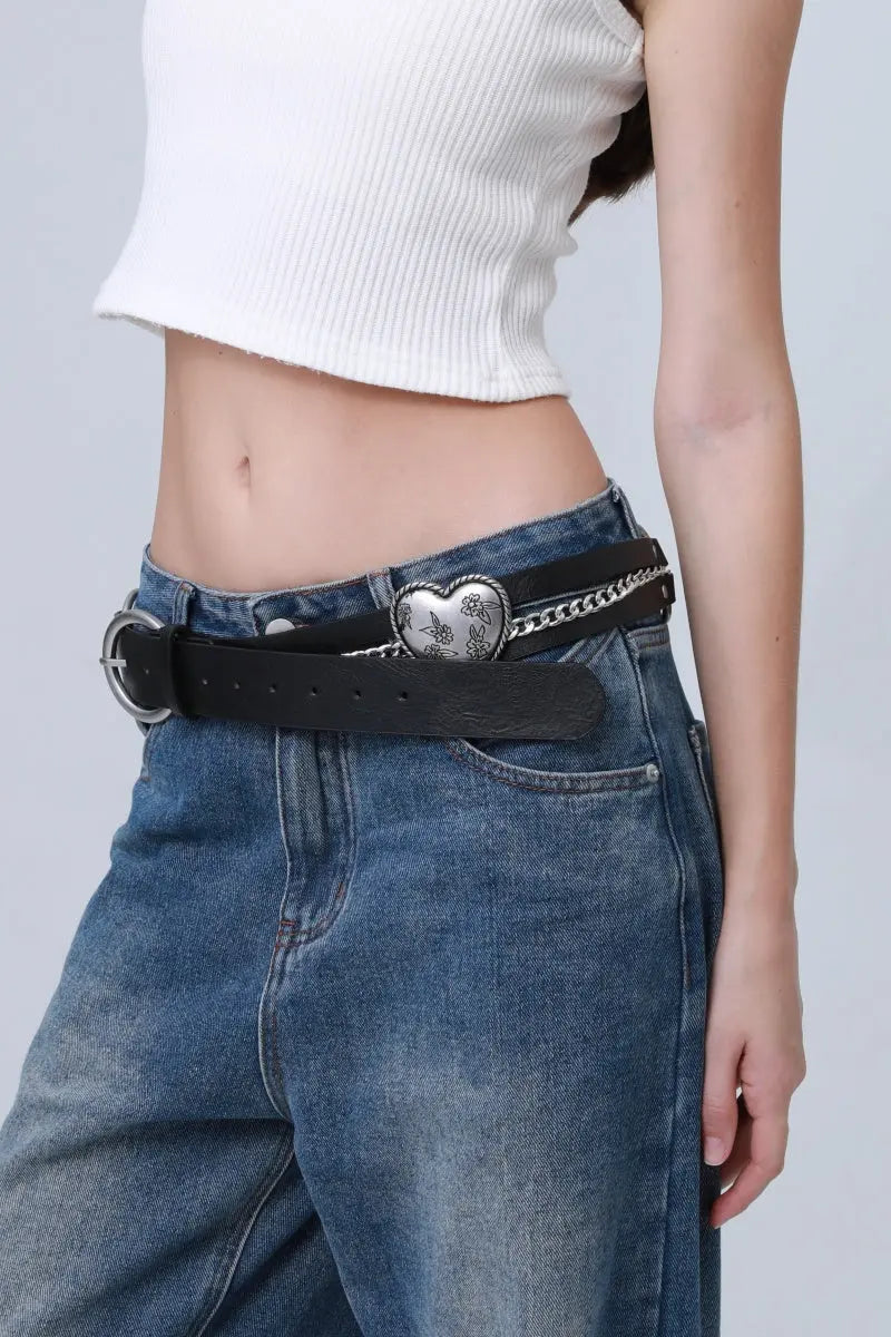 Women\'s Western Faux Leather Belt with Vintage Buckle Vintage Western Faux Leather Belt - Black | Fashion Nova main image 2