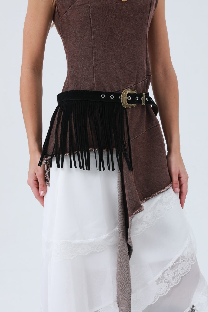 Cowgirl Tassel Belt – Antique Bronze Buckle &amp; Western Fringe 🤠✨