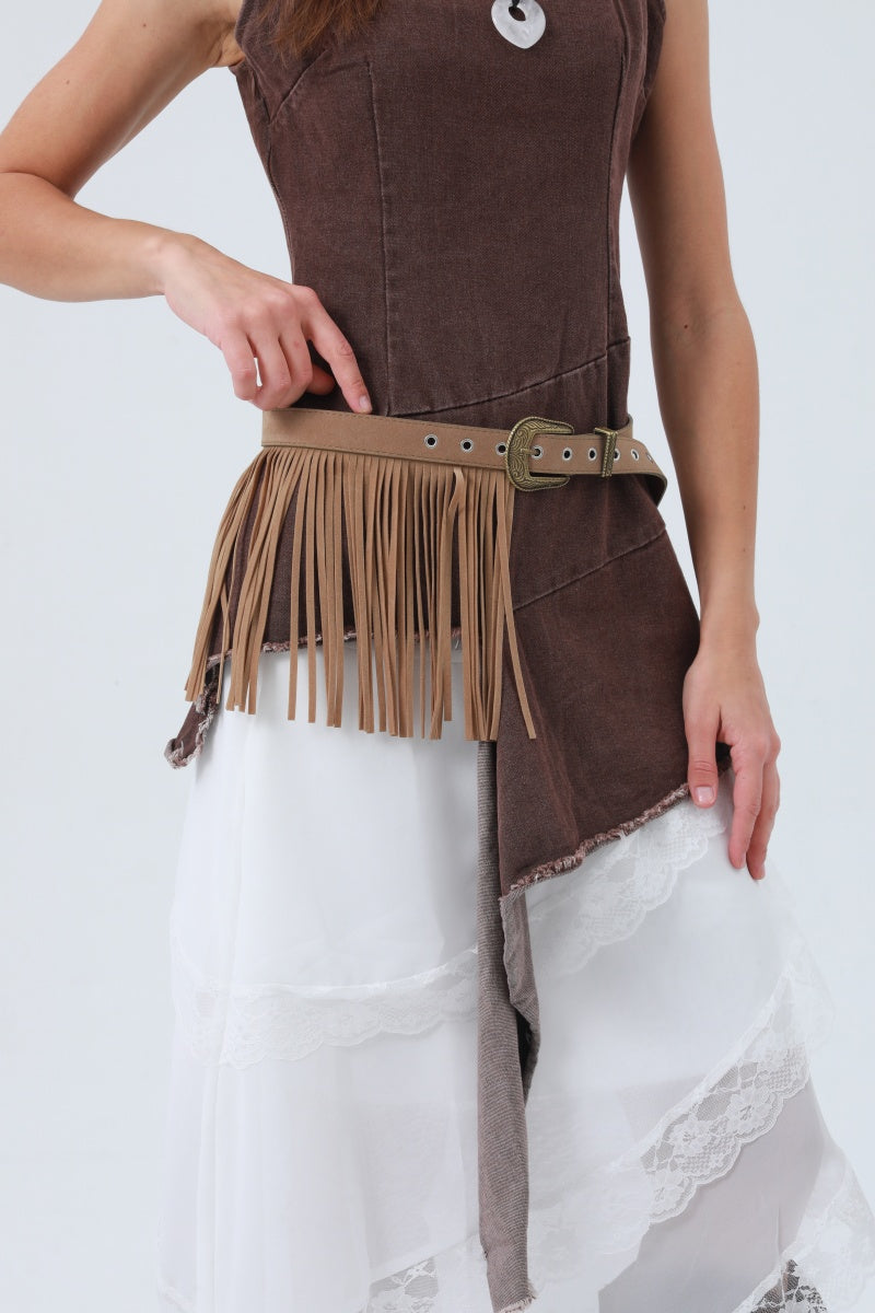 Cowgirl Tassel Belt – Antique Bronze Buckle &amp; Western Fringe 🤠✨