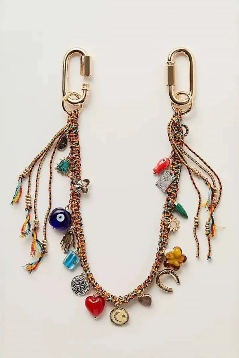 Bold Evil Eye Bag Charm Chain – Handwoven Strap for Fierce Style 👁️🔥 Leto Collection