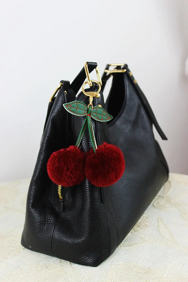 Luxury Rabbit Fur Cherry Charm – Plush Bag Pendant 🍒✨ Leto Collection