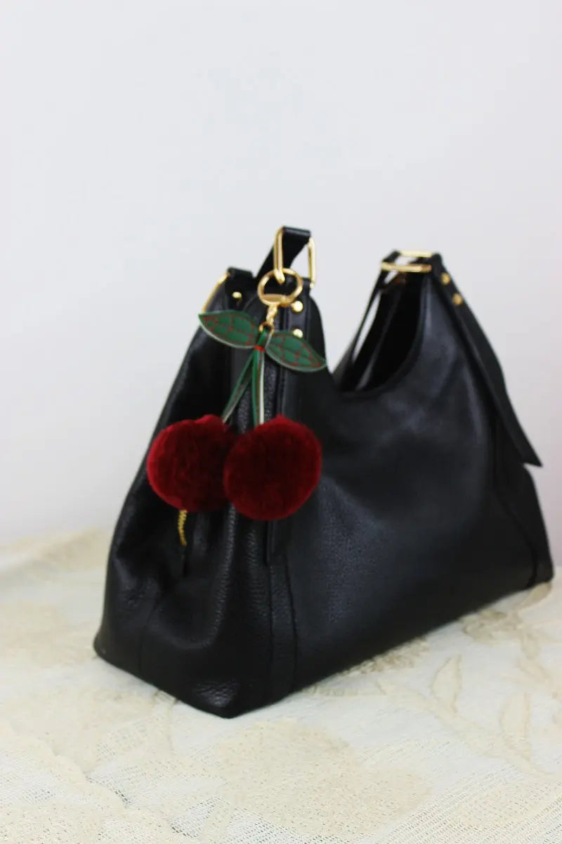 Luxury Rabbit Fur Cherry Charm – Plush Bag Pendant 🍒✨ Leto Collection
