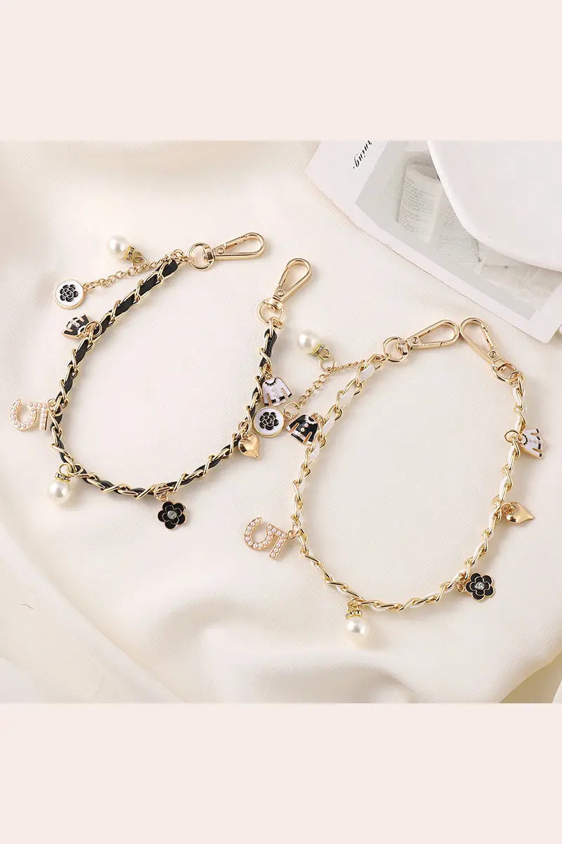 Luxury Pearl & Leather Chain Strap – Designer-Inspired Bag Charm ✨👜 Leto Collection