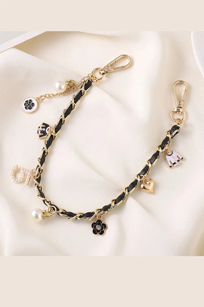 Luxury Pearl & Leather Chain Strap – Designer-Inspired Bag Charm ✨👜 Leto Collection