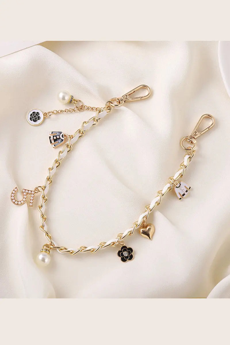 Luxury Pearl & Leather Chain Strap – Designer-Inspired Bag Charm ✨👜 Leto Collection