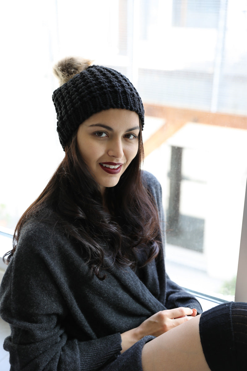 Cute Textured Pom Beanie Leto Collection