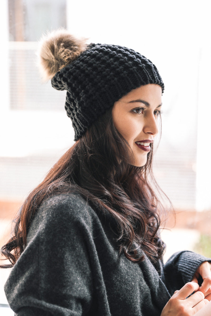 Cute Textured Pom Beanie Leto Collection
