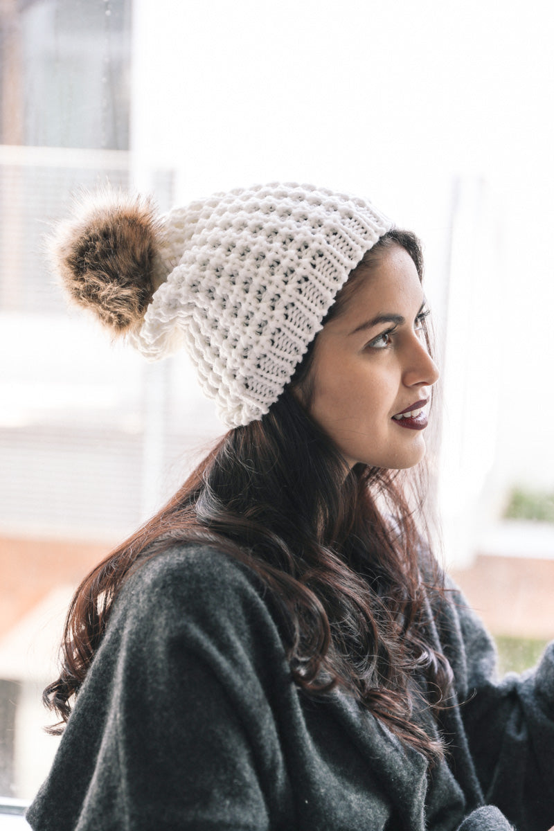 Cute Textured Pom Beanie Leto Collection