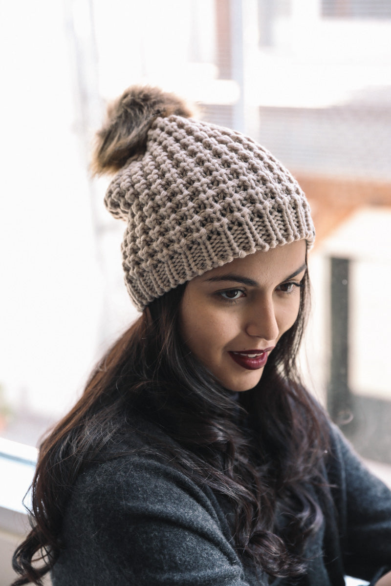 Cute Textured Pom Beanie Leto Collection