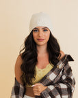 Embroidered Smiley Face Ribbed Knit Beanie