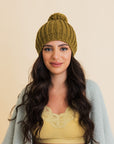 Chunky Cable Knit Pom Beanie