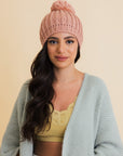 Chunky Cable Knit Pom Beanie