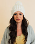 Chunky Cable Knit Pom Beanie