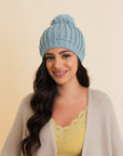 Chunky Cable Knit Pom Beanie