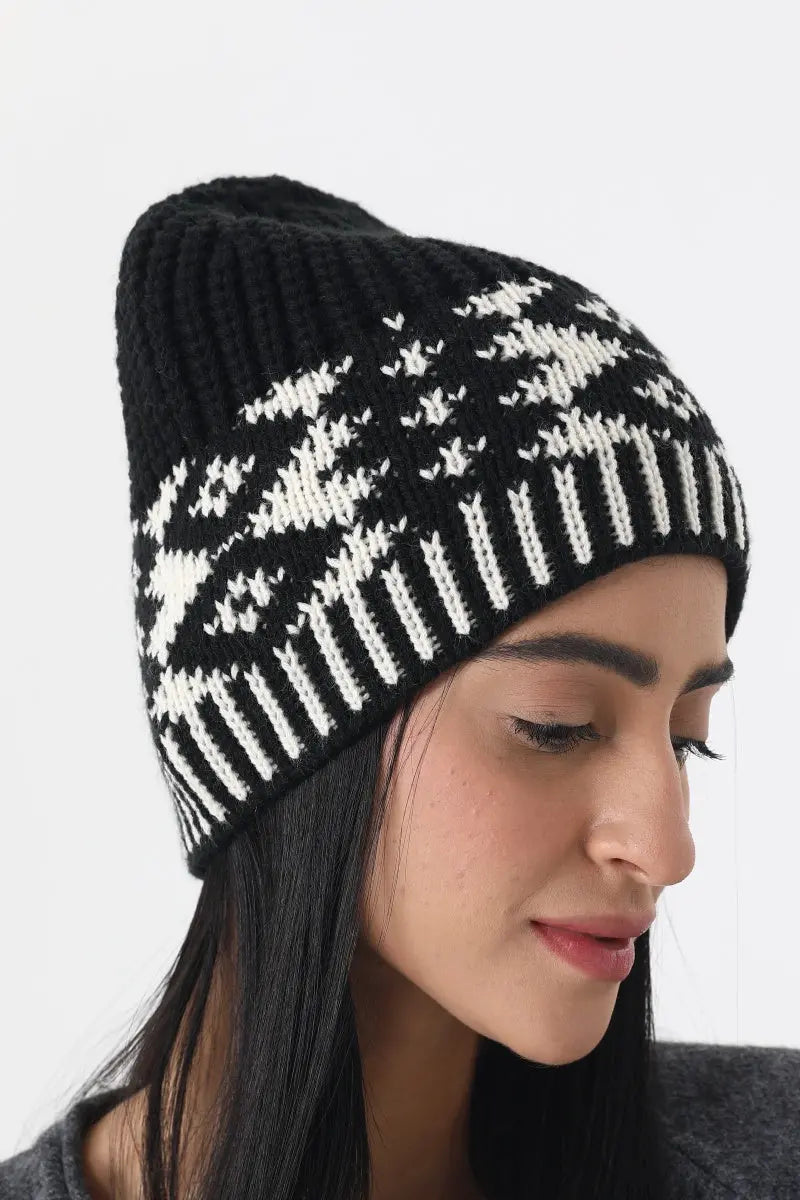 Vintage Fair Isle Knit Beanie Soft Geometric Pattern Winter 🧶❄️ Leto Collection