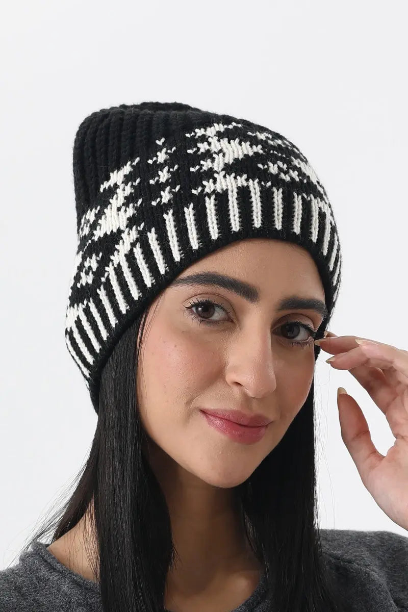 Vintage Fair Isle Knit Beanie Soft Geometric Pattern Winter 🧶❄️ Leto Collection