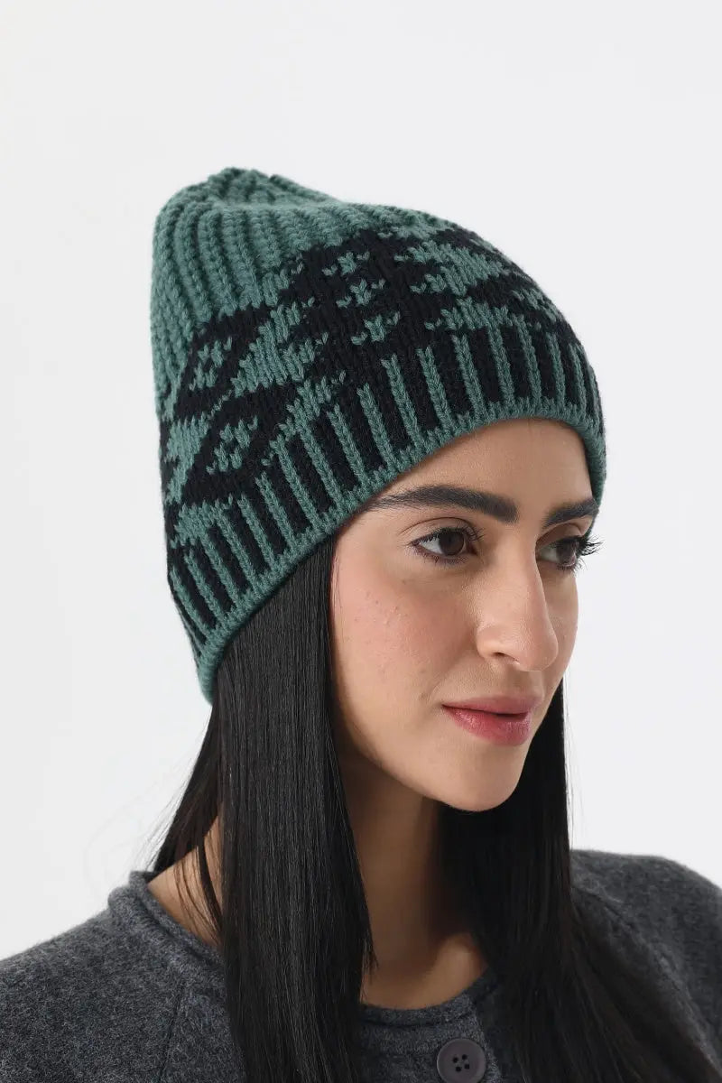 Vintage Fair Isle Knit Beanie Soft Geometric Pattern Winter 🧶❄️ Leto Collection