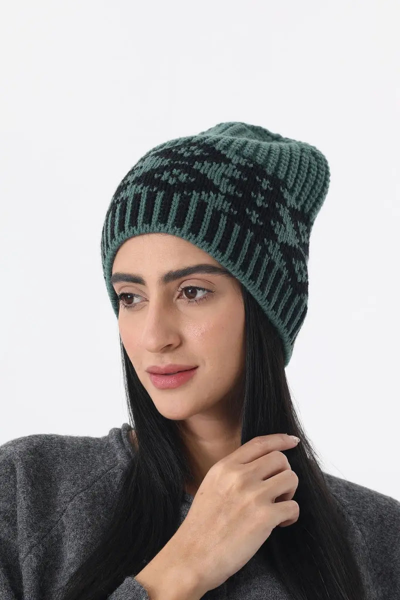 Vintage Fair Isle Knit Beanie Soft Geometric Pattern Winter 🧶❄️ Leto Collection