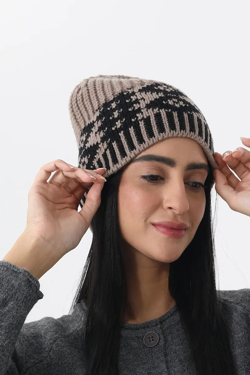Vintage Fair Isle Knit Beanie Soft Geometric Pattern Winter 🧶❄️ Leto Collection