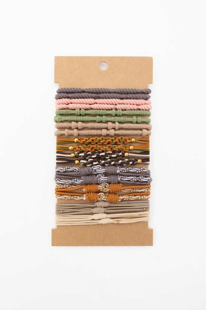 Retro Bohemian Stackable Hair Tie Bracelet Set🌷 Boho Clothing and Accessories