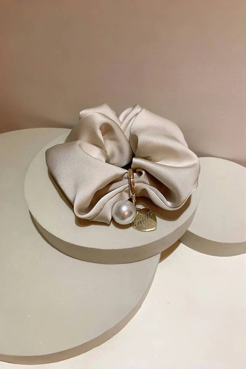 Solid Satin Scrunchies – Detachable Chain Accent ✨🖤 Leto Collection