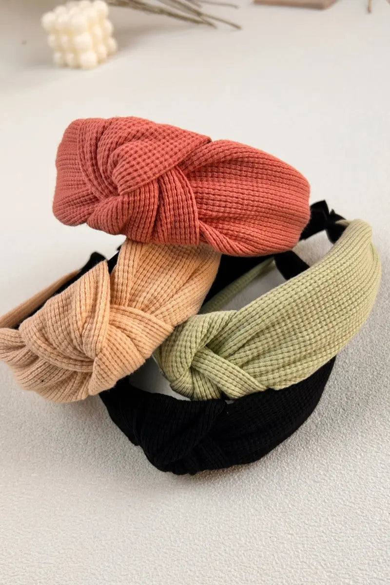 Waffle Texture Knit Headband – Cozy &amp; Chic Hair Wrap 🧣 Leto Collection