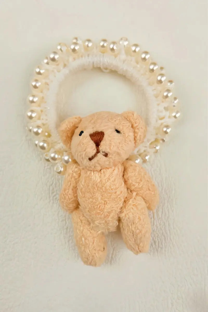 Cute Bear Pearl Scrunchie – Everyday Hair Charm 🐻 Leto Collection