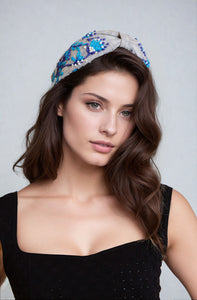 Aqua Blossom Embroidered Headband