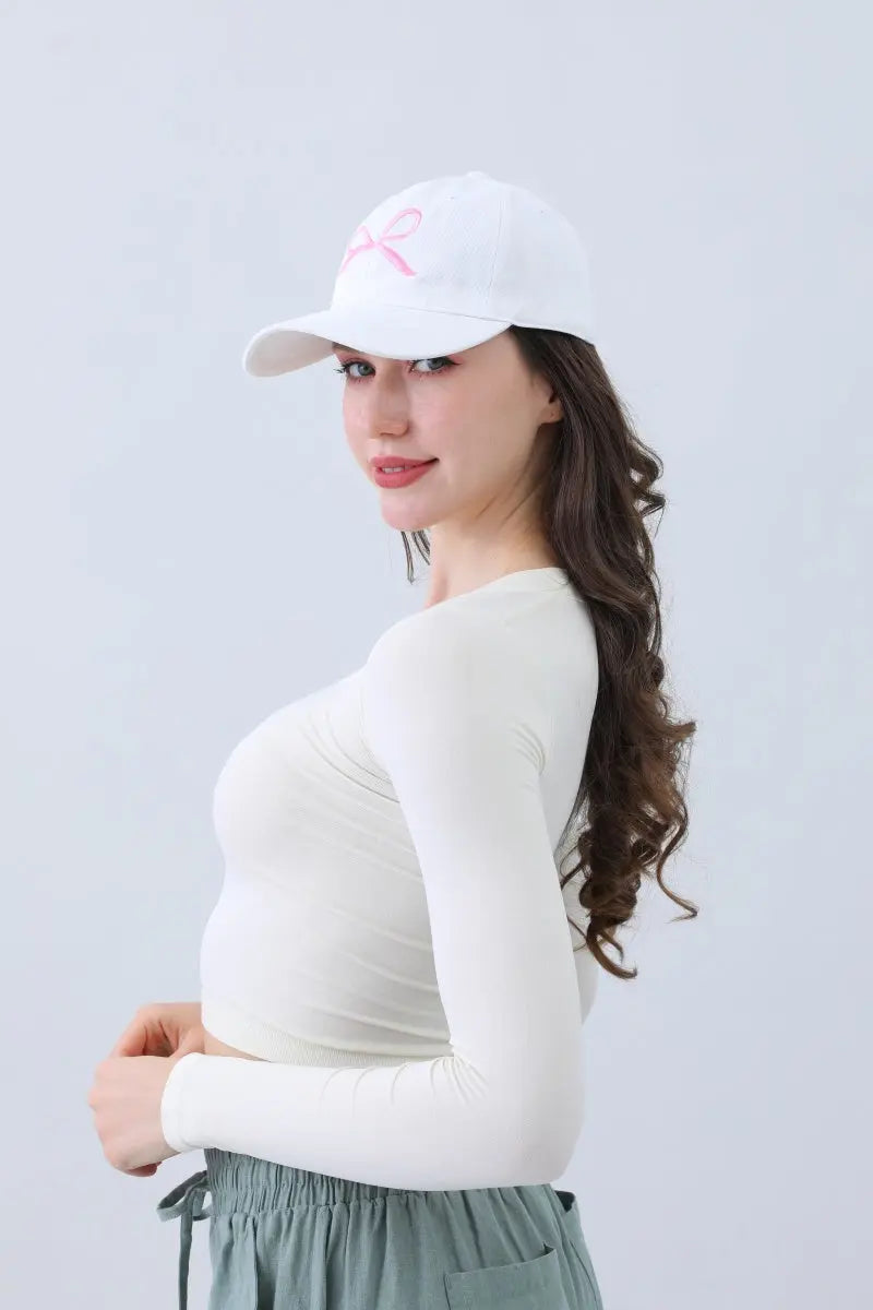 Embroidered Bow Ribbon Baseball Cap – Stylish &amp; Chic🎀⚾️ Boho Clothing and Accessories