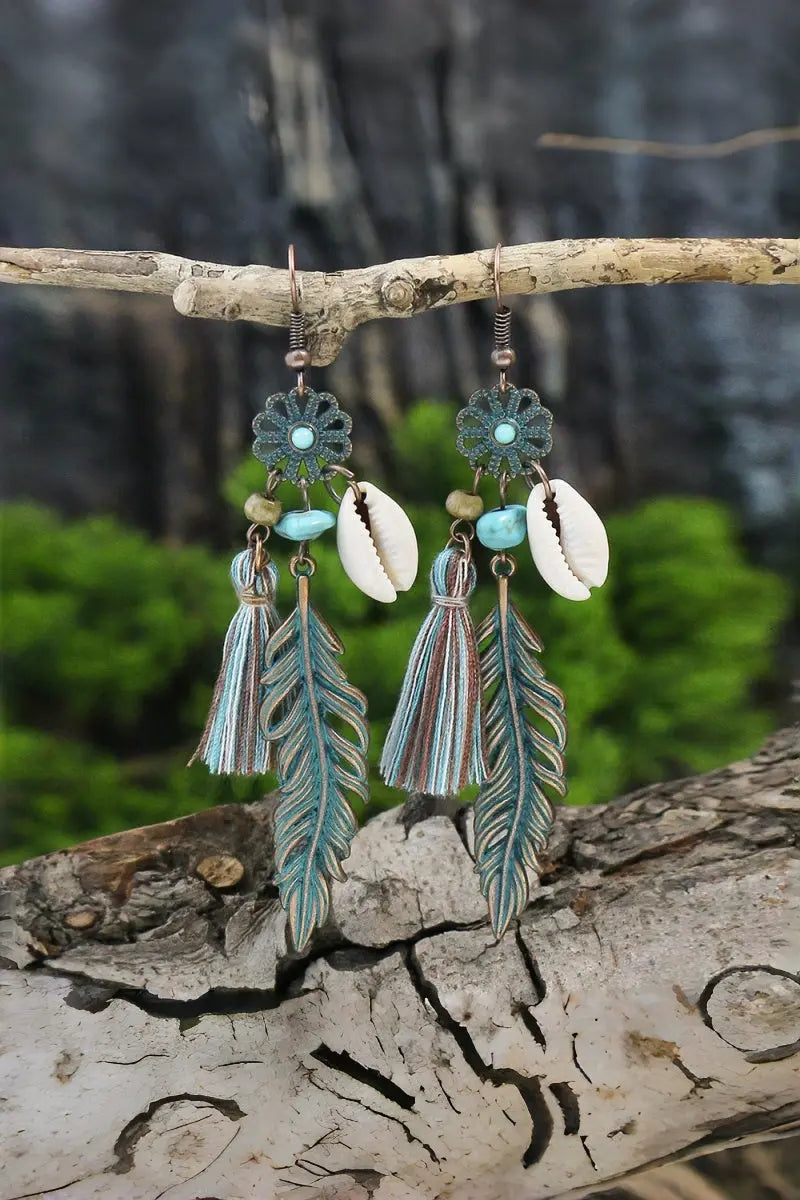 Bohemian Fringe Earrings – Feather Motif &amp; Dancing Tassels 🌿✨ Leto Collection