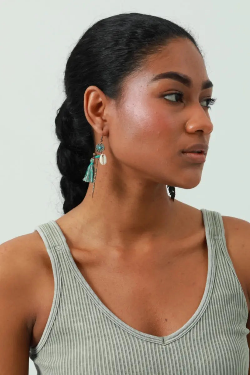 Bohemian Fringe Earrings – Feather Motif &amp; Dancing Tassels 🌿✨ Leto Collection
