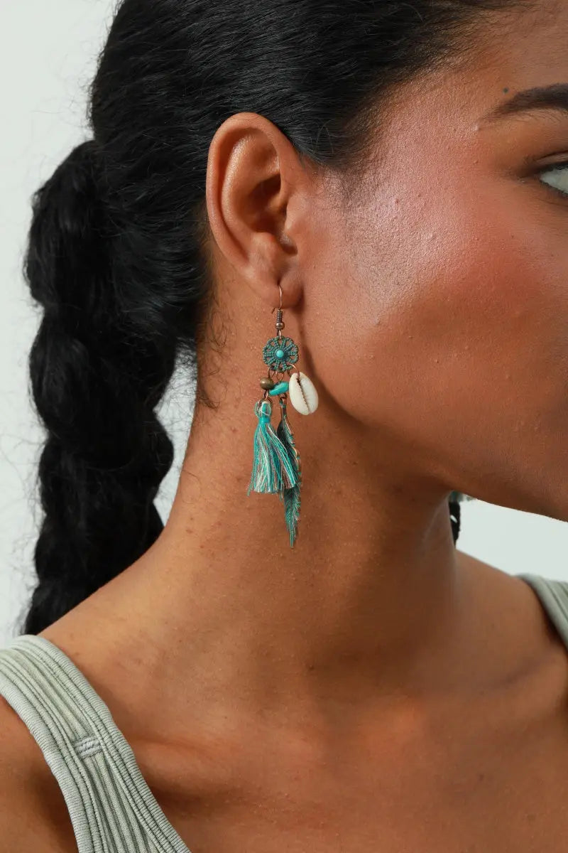 Bohemian Fringe Earrings – Feather Motif &amp; Dancing Tassels 🌿✨ Leto Collection