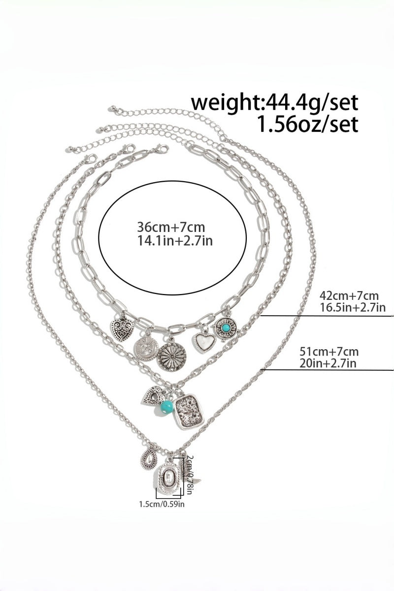 Bohemian Stackable Cowgirl Turquoise Charm Layer Necklace for Women Leto Collection